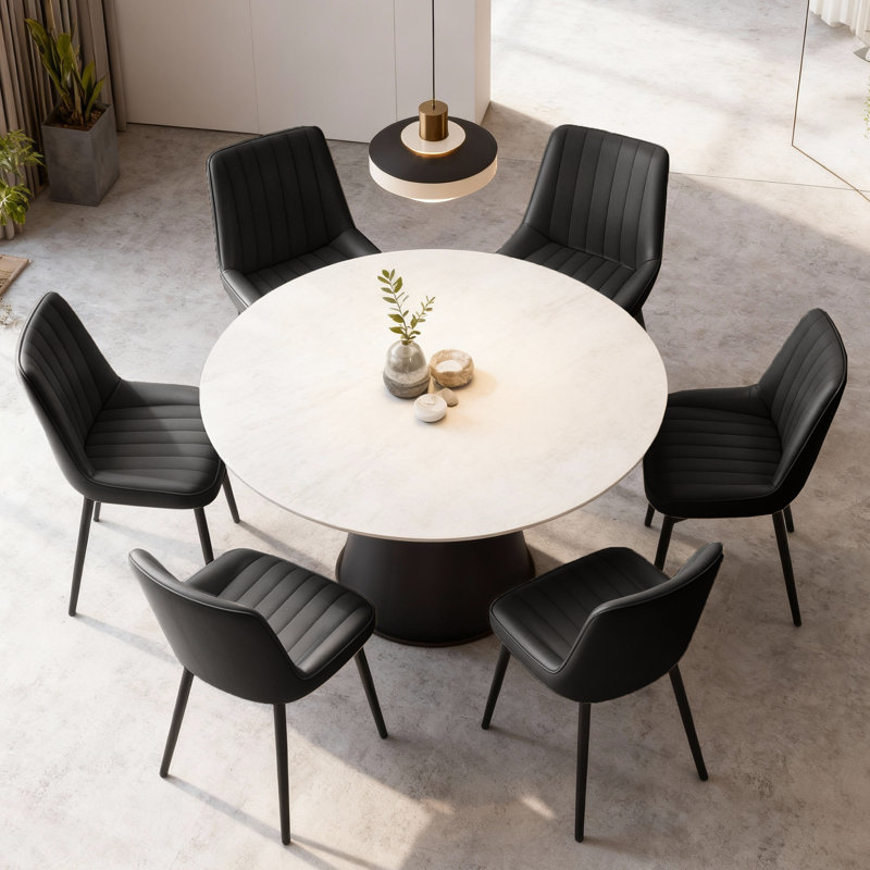 Chaise rembourrée moderne avec dossier capitonné et pieds en métal pour la salle à manger de cuisine, Noir