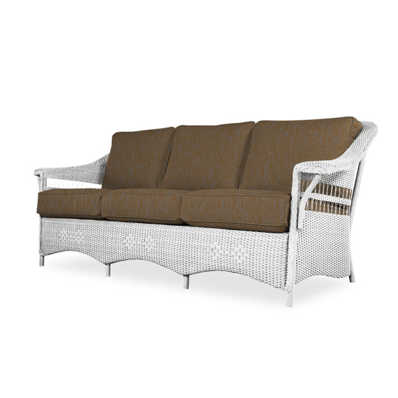 Nantucket Outdoor 3 - Seat Patio Sofa, Bamboo Bay Meadow, White