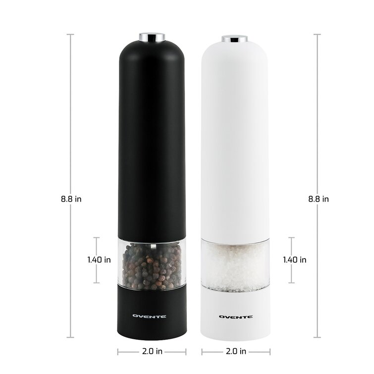 OVENTE Electric Stainless Steel Tall Sea Salt and Pepper Grinder