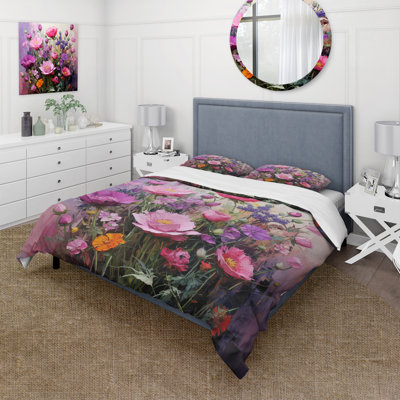 Ensemble de housse de couette rose et mauve