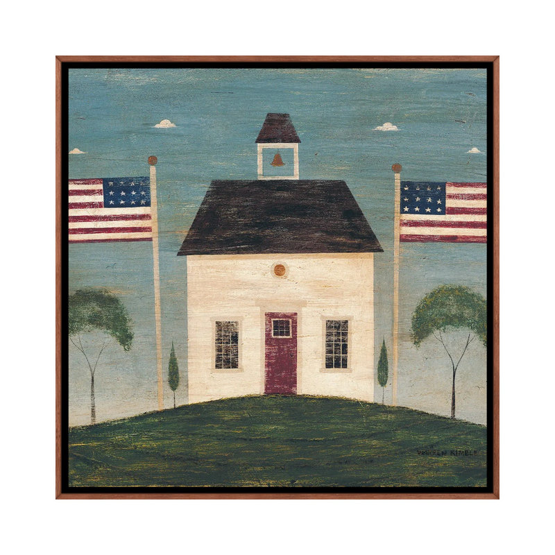 School House - Framed Wall Art Print, Brown, 26" H x 26" W, Framed Print without Mat