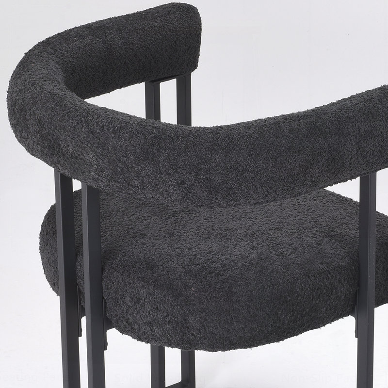 Ensemble de 2 fauteuils de salle à manger rembourrés avec structure en tissu bouclé résistant aux taches et en métal, parfait pour les salons et les salles à manger modernes