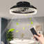 Ventilateur de plafond 16 po en cristal noir avec lumière DEL à intensité variable, 3 températures de couleur, 5 pales cachées, télécommande et contrôle d'application, minuterie, plafonnier encastré