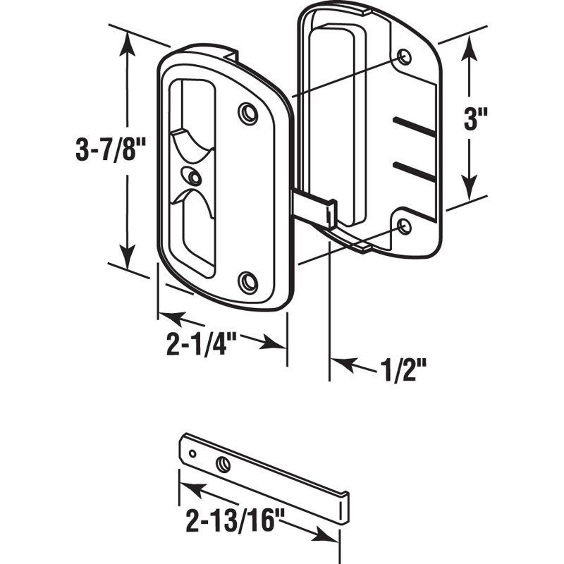 Loquet et poignée de porte en plastique blanc 1-7 / 16 po Prime-Line (paquet simple)