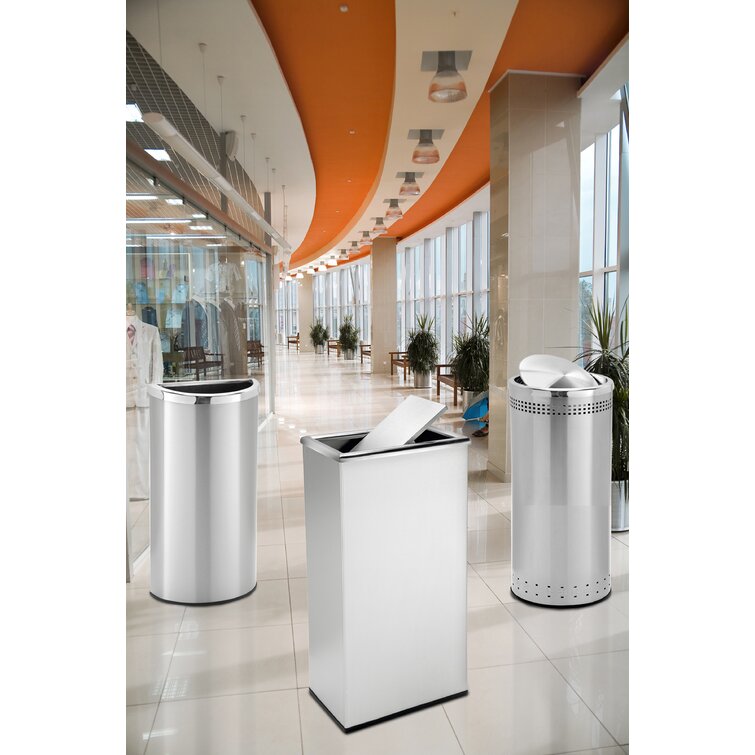 Precision Series Half Moon Stainless Steel 8 Gallon Trash Can Commercial Zone