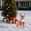 Décoration de Noël festive bouledogue français (pile incluse)-1387761296