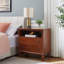 Table de chevet commode à 2 tiroirs avec station de charge, table de bout Farmhouse avec ports USB et prises USB, table d'appoint cannelée avec pieds en bois massif pour la chambre à coucher, idéale pour la vie organisée-1340672301