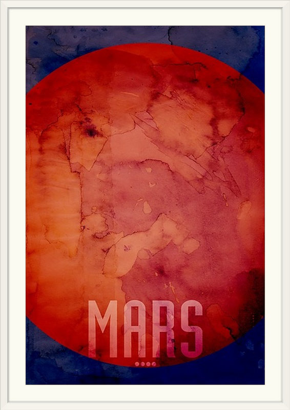 «The Planet Mars» par Francy, impression, H 26 po x l 20 po x P 1 po, Cadre blanc