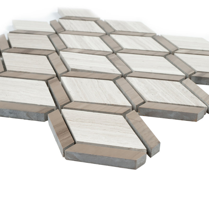 Emperador Natural Stone Grid Marble Look Mosaic Wall Tile, Beige