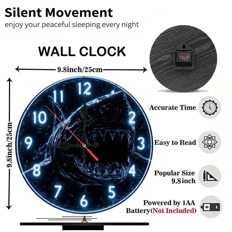 Horloge avec requin menaçant