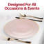 Assiettes à salade jetables en plastique rose et rose avec bordure dorée (7,5 po)