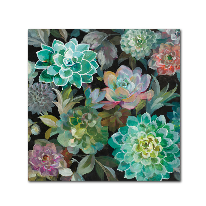 «Floral Succulents v2 Crop» par Danhui Nai - reproduction d'art, H 18 po x l 18 po x P 2 po, Toile tendue