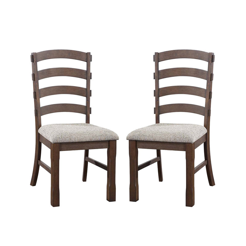 Ensemble de 2 chaises d'appoint avec siège rembourré, gris et brun rustique