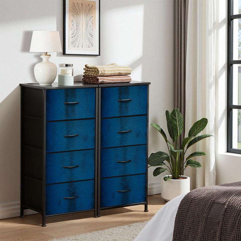 4 Drawer Dresser for Bedroom, Narrow Chest of Drawers, Wooden Top and Study Iron Frame 18"x37.5"-(WxH)