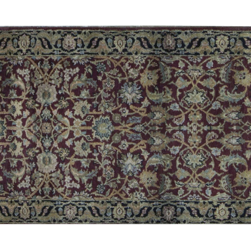 Tapis rouge et noir noué à la main de haute qualité