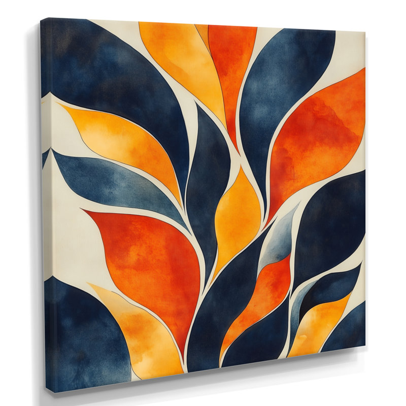 Mustard Abstract Wall Art, Mid Century Canvas Print, Yellow Organics In Motion, H 30 po x l 30 po, Toile tendue