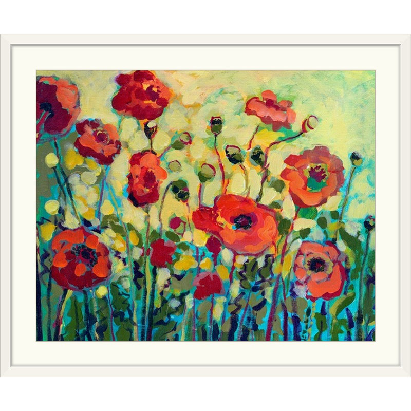 «Anitas Poppies» par Jennifer Lommers - impression, H 32 po x l 38 po x P 1 po, Cadre blanc