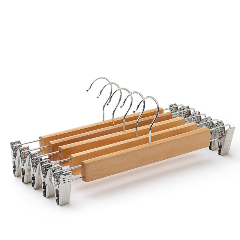 Cintres multifonctionnels en bois massif - solution de garde-robe sans plis pour pantalons et jupes, 10