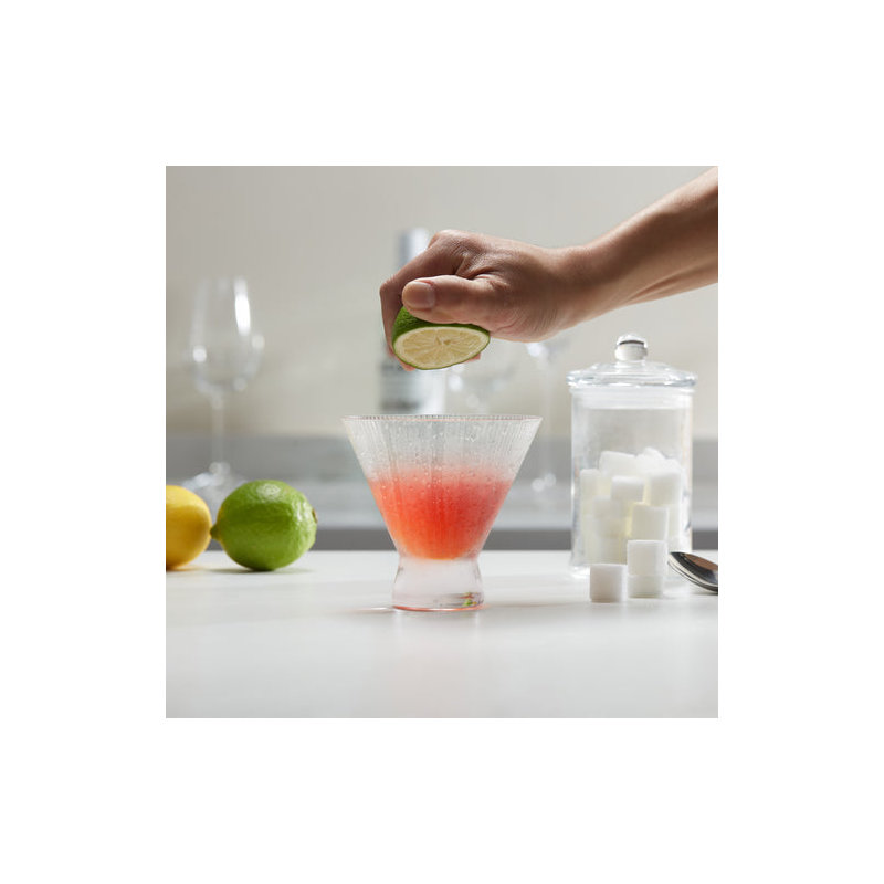  Stemless Ribbed Martini Glasses, 9 oz.