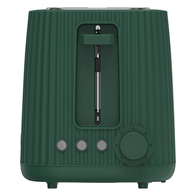 2 Slice Ribbed Toaster Green, Black