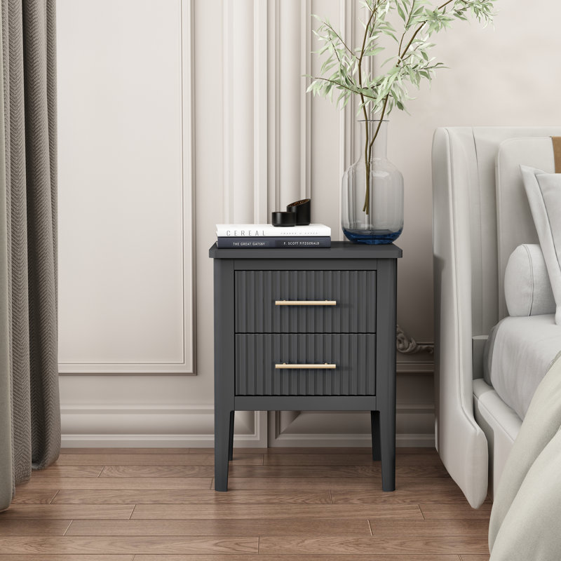 Lafayette Ahren Solid + Manufactured Wood Nightstand, Dark Gray
