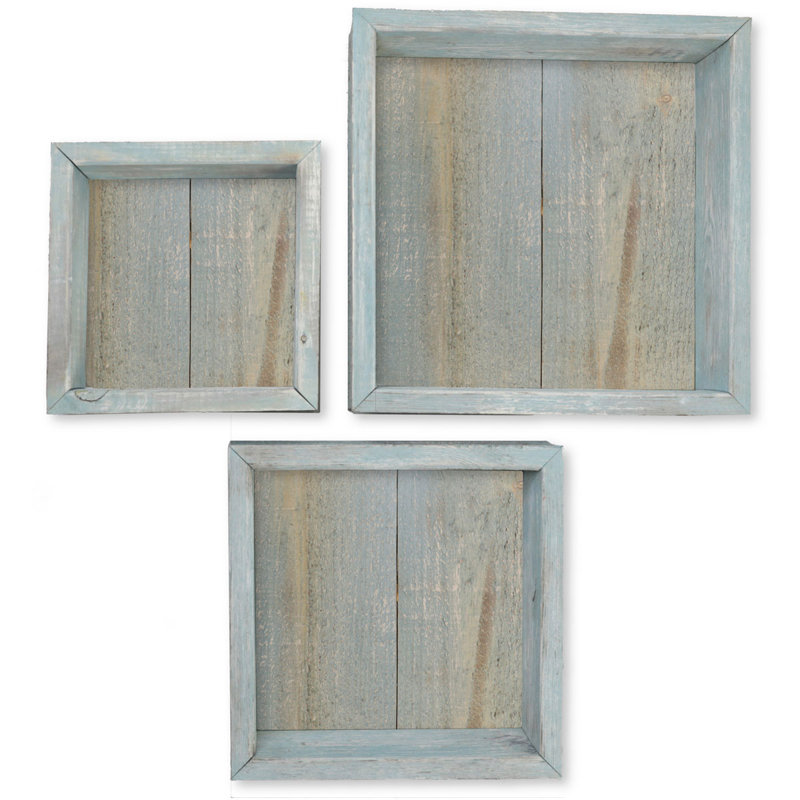 Square Cube Shelf with Adjustable Shelves, Driftwood Blue