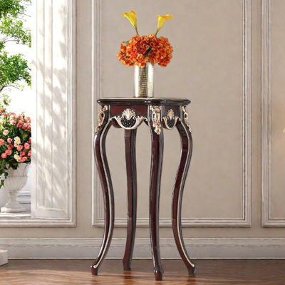 Solid Wood Table with Intricate Carvings and Dual