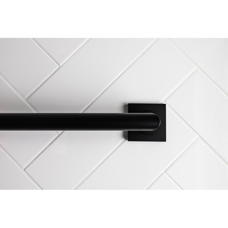18" Wall-Mounted Crater Grab Bar - Matte Black, Premium Brass Construction, Installation Hardware Included, Matte Black