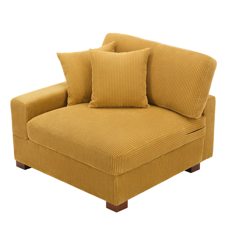 Upholstered Armchair, Orange Corduroy
