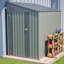 Remise adossée 4 pi x 7 pi en gris olive, rangement en acier robuste pour les outils de jardin et les vélos, maximisez votre cour et votre patio avec une protection toutes saisons-124899339