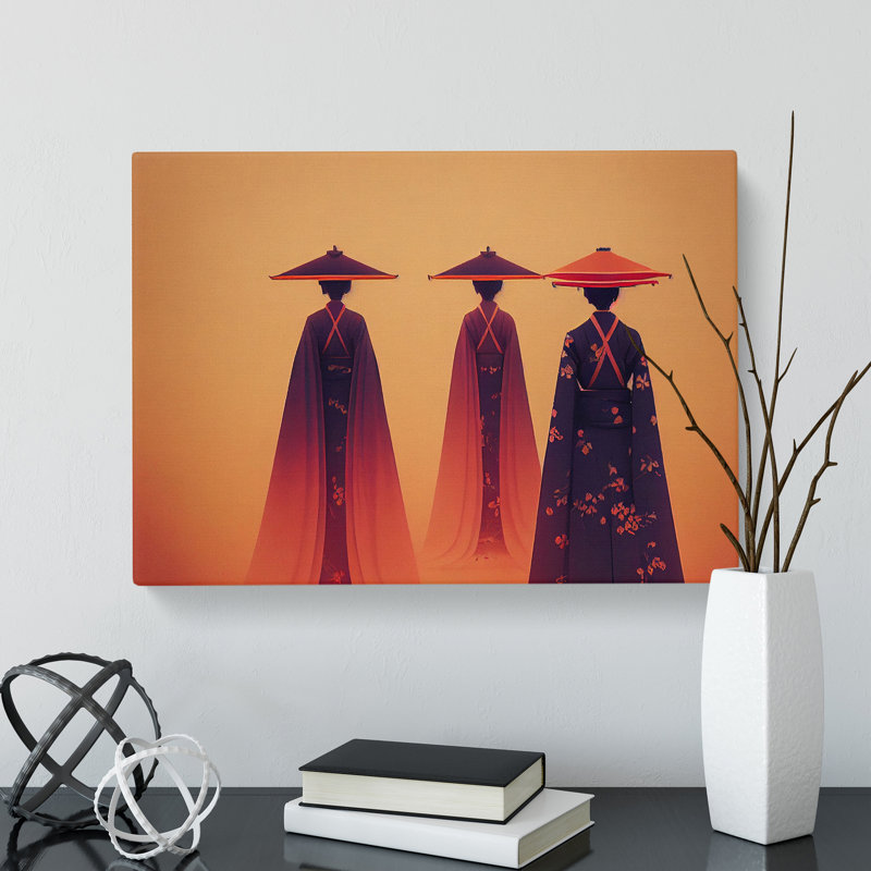 Three Geisha - Wrapped Canvas, 35cm H x 50cm W x 3cm D