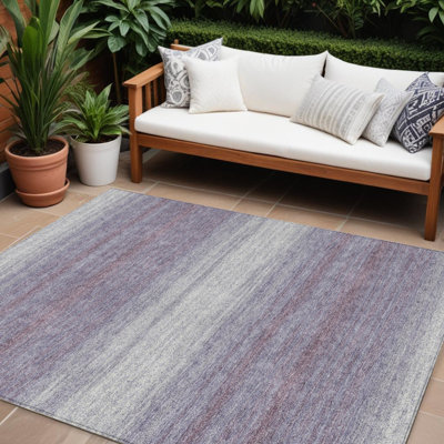 Tapis intérieur lavable rayé lavande et ivoire 8 pi x 10 pi