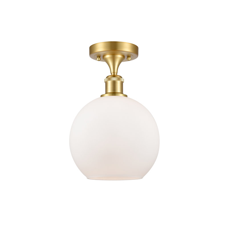 Plafonnier semi-encastré 8 lumières Baptista, Nickel satiné brossé, Blanc mat, 12'' H X 8'' W X 8'' D