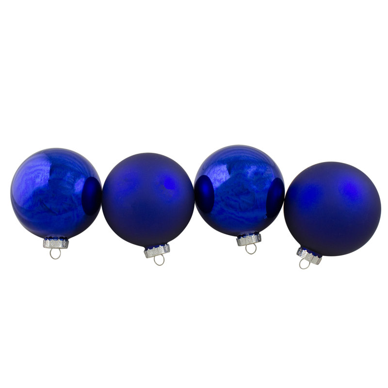 Ornement boule de Noël en verre à 2 finitions, Bleu