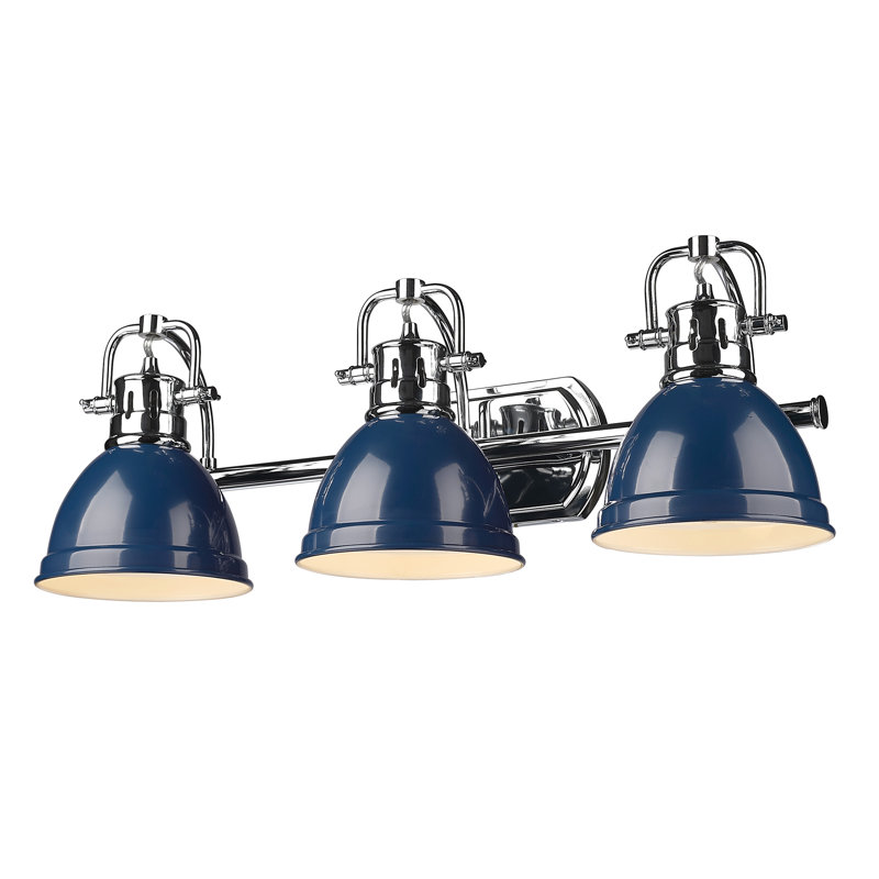Drakeford Vanity Light, Chrome, Navy Blue, 3 Lights