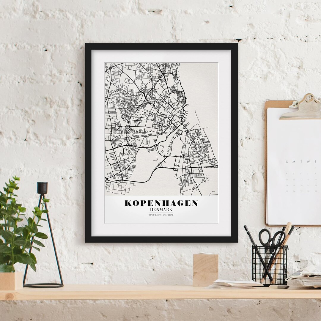 Gerahmtes Poster Copenhagen Map - Classic