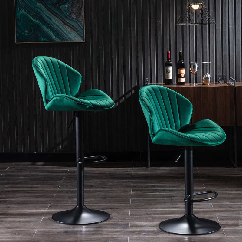 Tabourets de bar réglables avec dossier et repose-pieds, chaises de bar à hauteur de comptoir, Vert