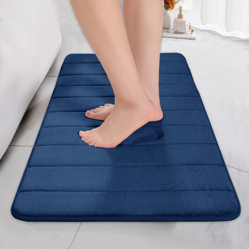 Nequan Memory Foam Non-Slip Bath Mat, 50cm W X 80cm L, Blue