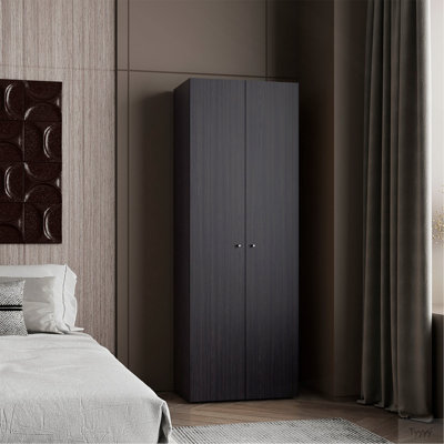 Système d'organisation à 2 portes Home, quatre tablettes fixes, rangement compact pour garde-robe de chambre à coucher, rangement pour salle de lavage, rangement pour buanderie, mobilier de rangement autoportant, noir