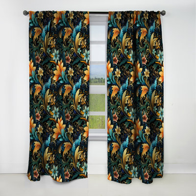 Motif cachemire botanique contemporain I - Rideau floral - Rideau occultant en velours - 1 panneau