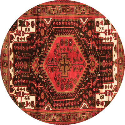Tapis rond rouge / brun tissé à la machine Francel
