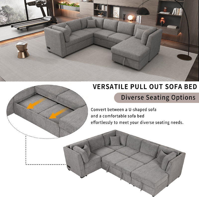 4 - Piece Upholstered Sectional, Light Gray Chenille