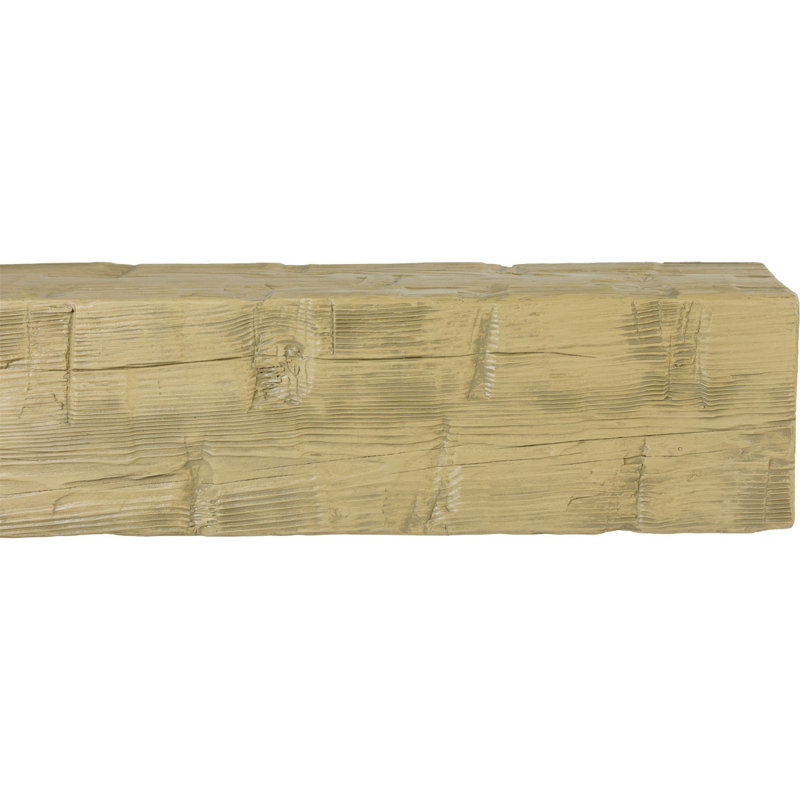 Reclaimed Axed Cut Heritage Timber Faux Wood Fireplace Mantel, Natural White Oak, 7.5" H x 84" W x 9.5" D