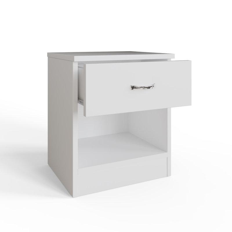 40cm W Manufactured Wood Bedside Table, White