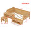 Lit de jour simple en bois avec tablettes de rangement et casiers, lit multifonctionnel avec bureau d'étude et tabouret assorti-61129078