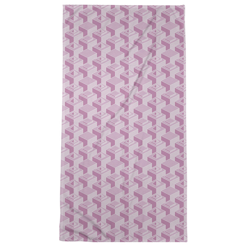 Serviette de plage classique gratte-ciels, Rose / blanc