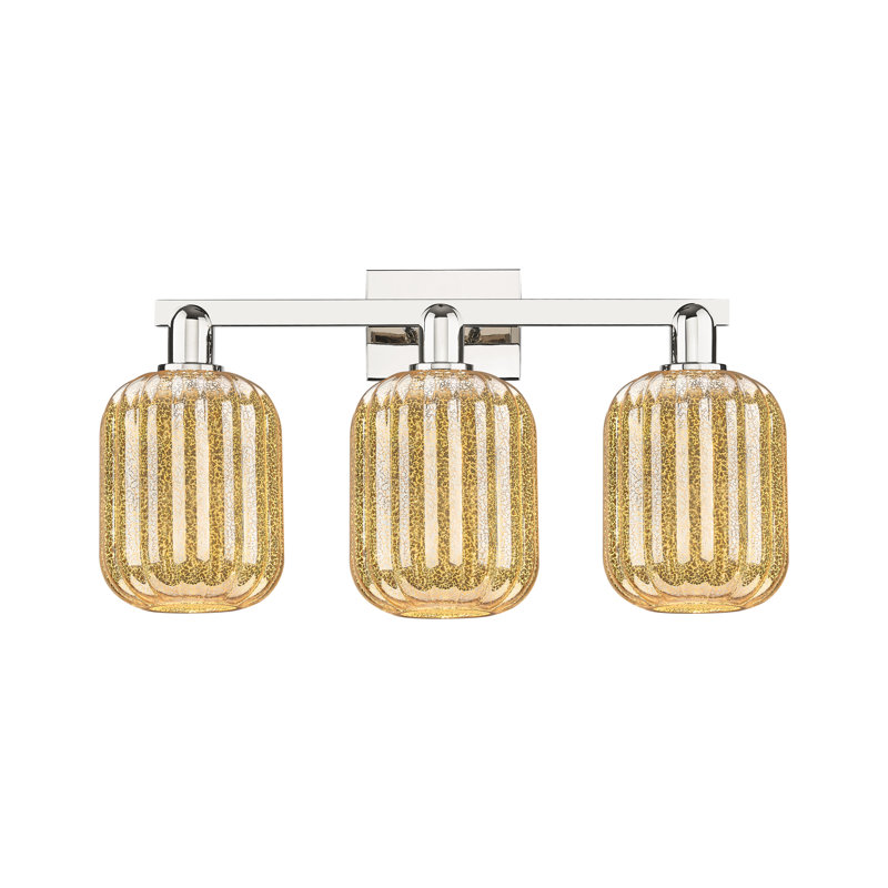 Eldon - 4 Light 36" Jar Shade Bath Vanity Light, Mercure, Nickel poli, Trois lumières