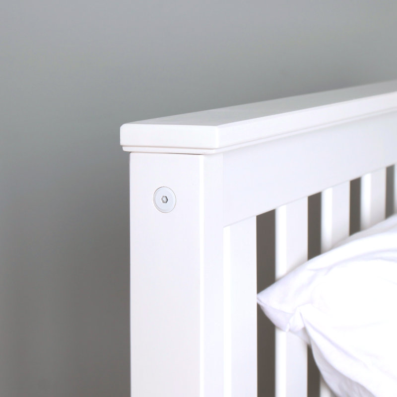 Lit en bois massif Rosenthal, Blanc, Double