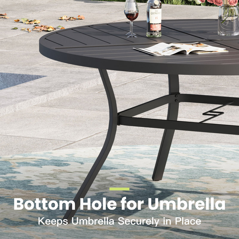 50" Round Outdoor Patio Dining Table, Black
