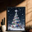 Art mural arbre de Noël noir encadré noir - décorations festives enneigées-1078677240